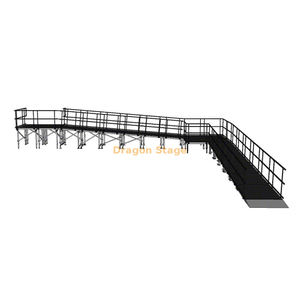 12,25x10,70m Rampa de palco modular de alumínio de 90 graus com pouso e guarda-corpos