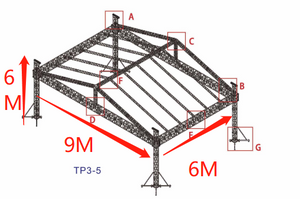 Spigot Box Truss Roof 9x6x6m 4 Pilares com Telhado