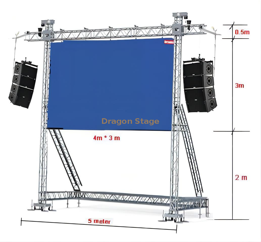 Treliça de alumínio de montagem no solo personalizada para alto-falantes LED 5x5,5m