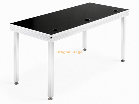 Mesa móvel de alumínio personalizada para DJ de 2200x800x900mm com rodízios bloqueáveis