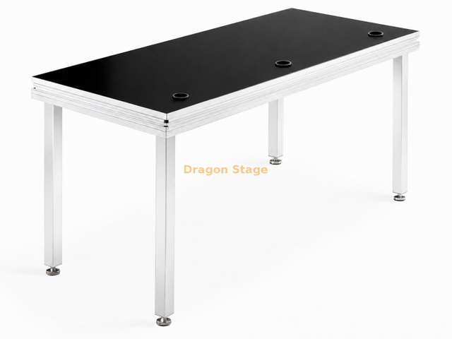 Mesa móvel de alumínio personalizada para DJ de 2200x800x900mm com rodízios bloqueáveis