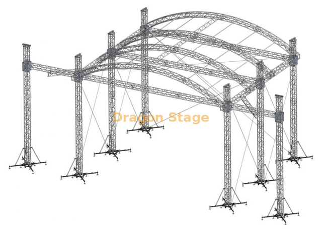 Sistema de treliça de telhado curvo de largura 20x14x10m para grandes palcos de eventos
