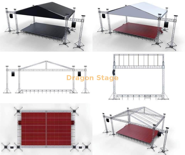 Sistema de treliça de telhado de pico de 16x10x10m com asas duplas de tela LED de 3m (altura de 10m, treliça de torneira de alumínio)