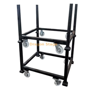 Rack de armazenamento Layher móvel revestido a pó com rodízios | Carrinho de transporte de andaimes Ringlock