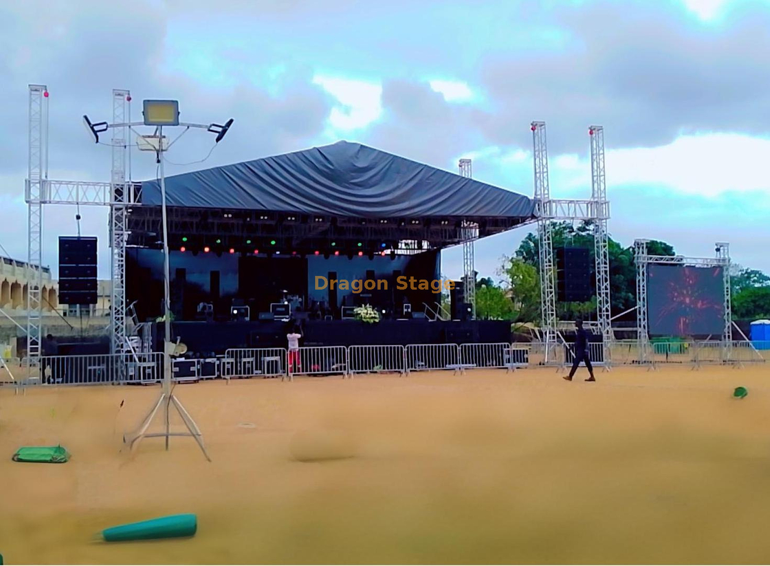 Sistema de estágio de som para eventos com treliça de telhado 16x12x10m