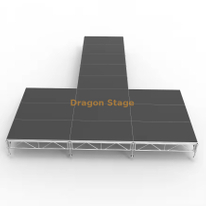 Kit de palco modular de alumínio em forma de T de 8,54x9,76m | Pista profissional de altura ajustável de 0,4 m a 0,8 m