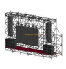 Tela LED Ringlock 12x4x8m e estrutura suspensa de line array com 6 treliças de seção superior