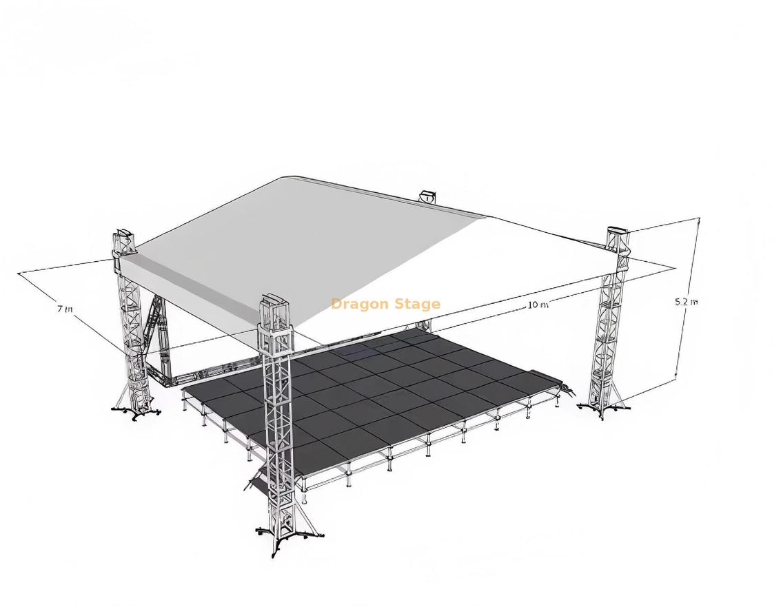 Canopy de treliça com certificação TUV para estágio/evento/festa 10x7x5m
