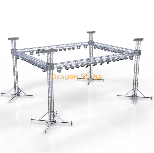 Sistema de treliça de placa base personalizada externa para desempenho de vila francesa 10x10x4m